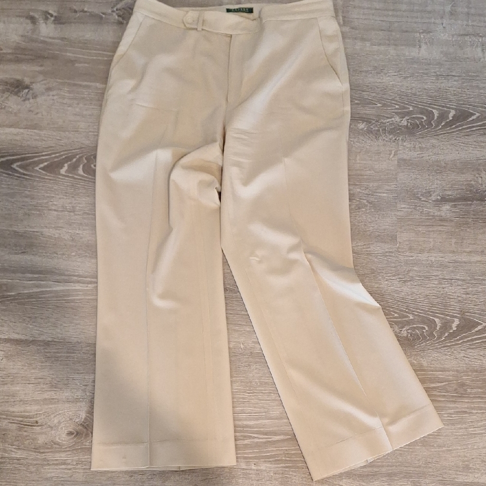 Ralph Lauren Cream Tailored Trousers In Tropic Weight Wool